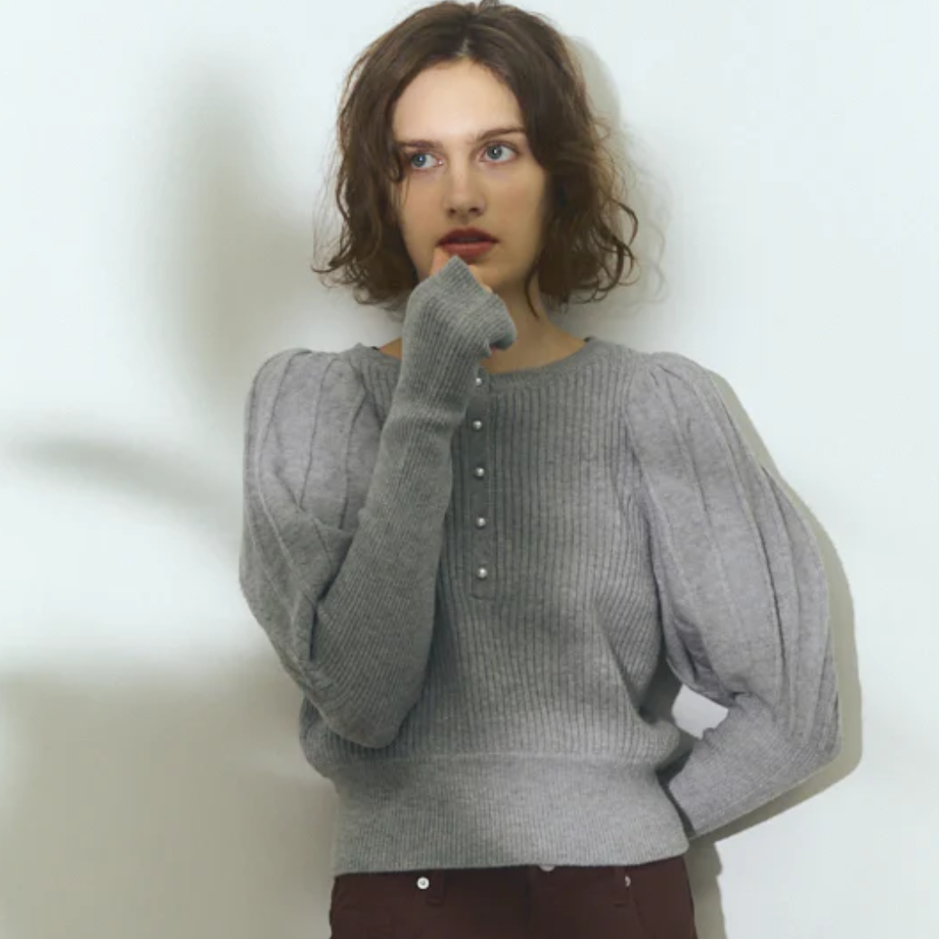 muel chic Colon knit デザインニット パールボタン