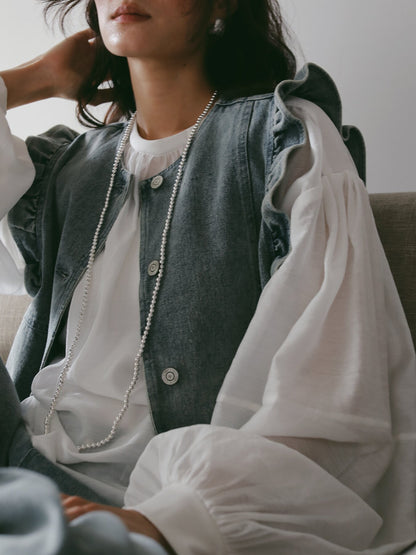 【予約販売】CHIGNON ヴィンテージデニムフリルベスト4566-676NH