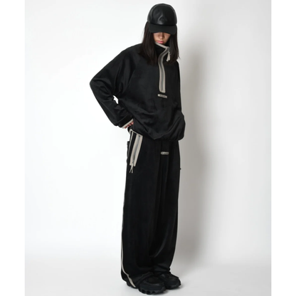 SUPERTHANKS Velour barrel leg line pants CS02