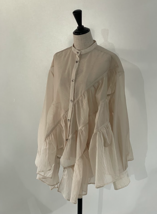 RUMCHE Sheer Gathered Blouse R25A10604