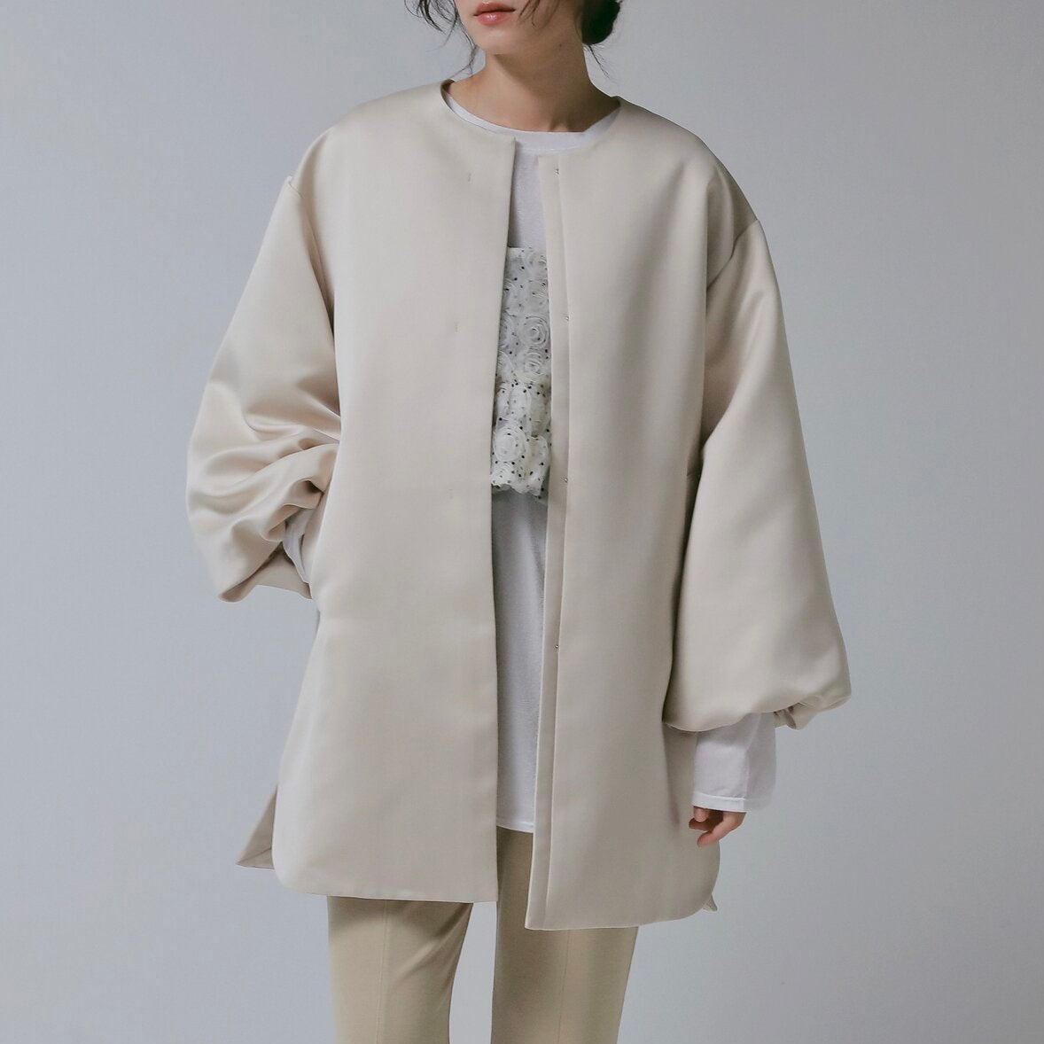 【予約販売】CHIGNON フォルムスリーブノーカラーコート7266-636MK