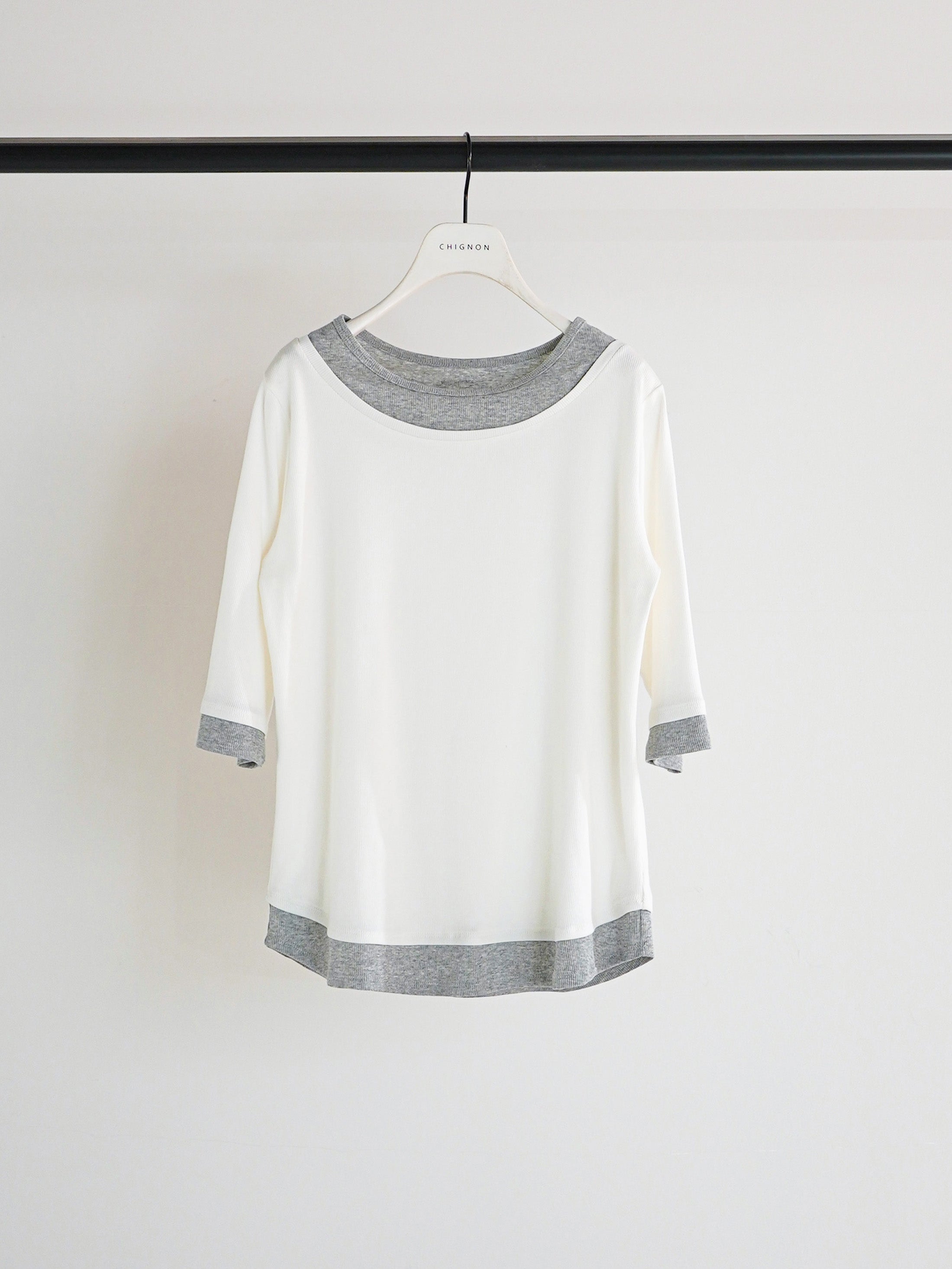 【予約販売】CHIGNON 配色テレコハーフスリーブPO 8261-108KK