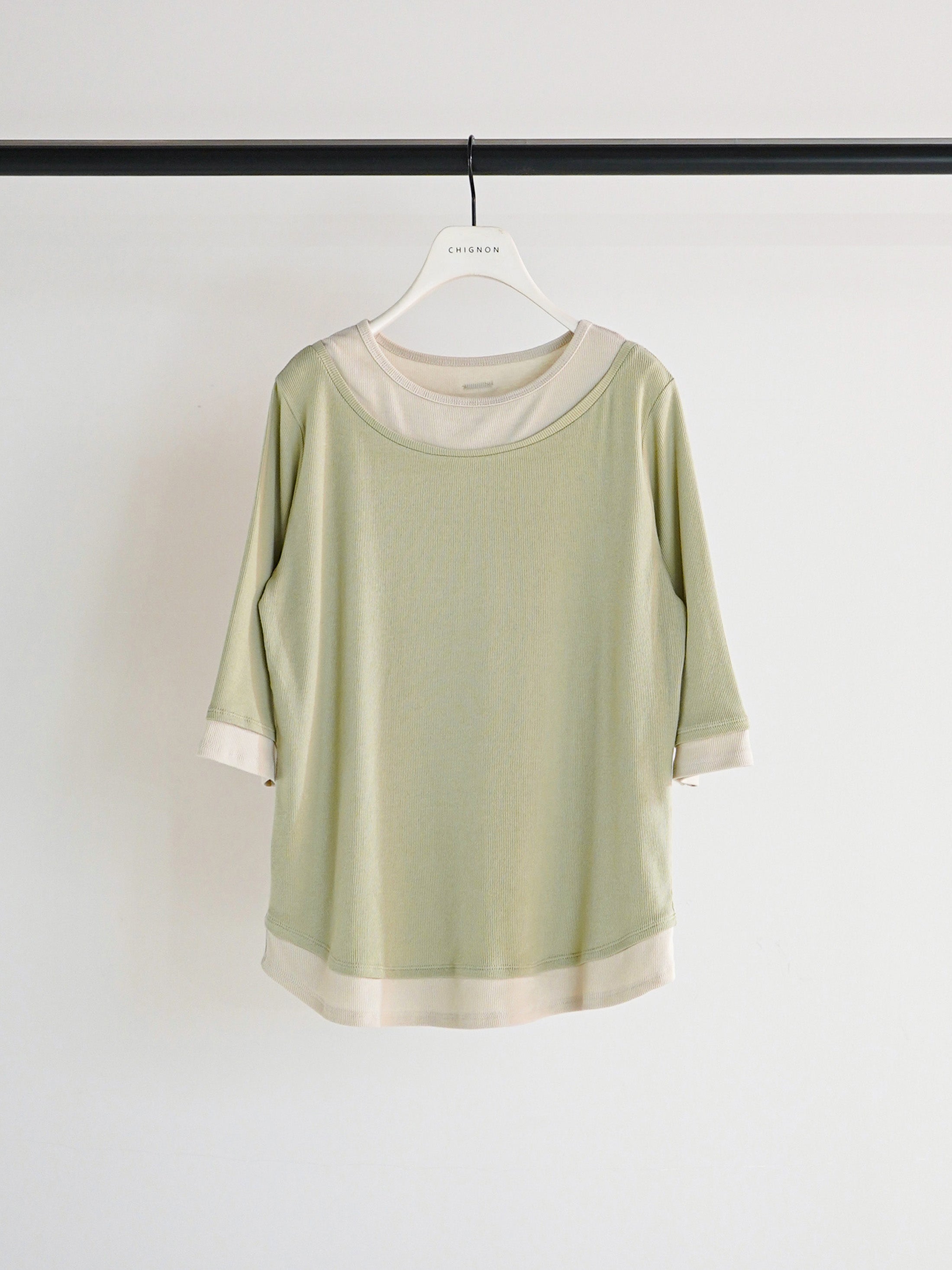 【予約販売】CHIGNON 配色テレコハーフスリーブPO 8261-108KK