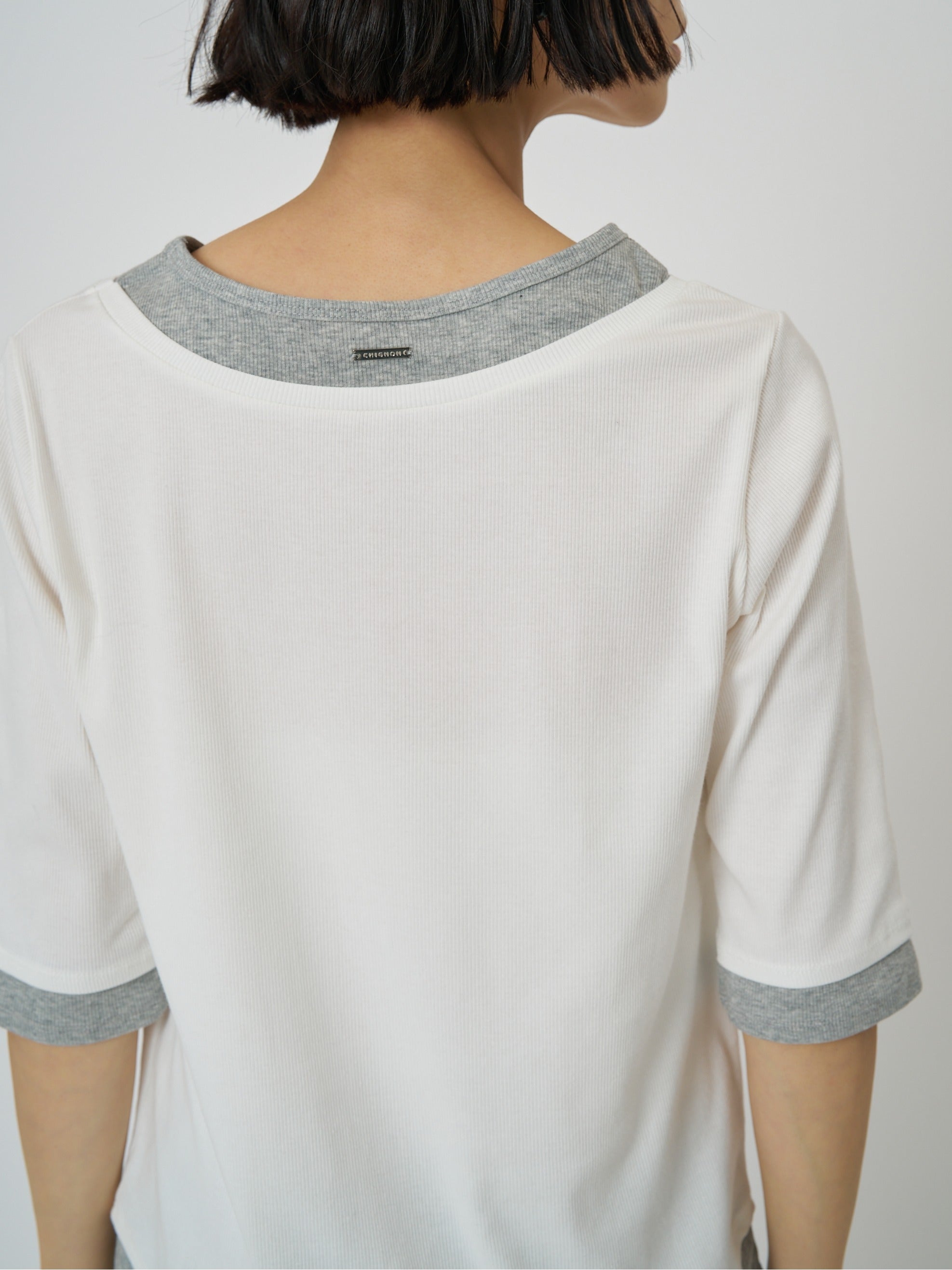 【予約販売】CHIGNON 配色テレコハーフスリーブPO 8261-108KK