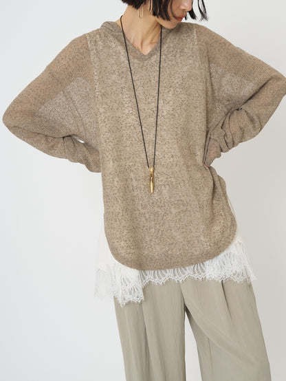 【予約販売】CHIGNON シアーフーディニットソー 8861-068GL