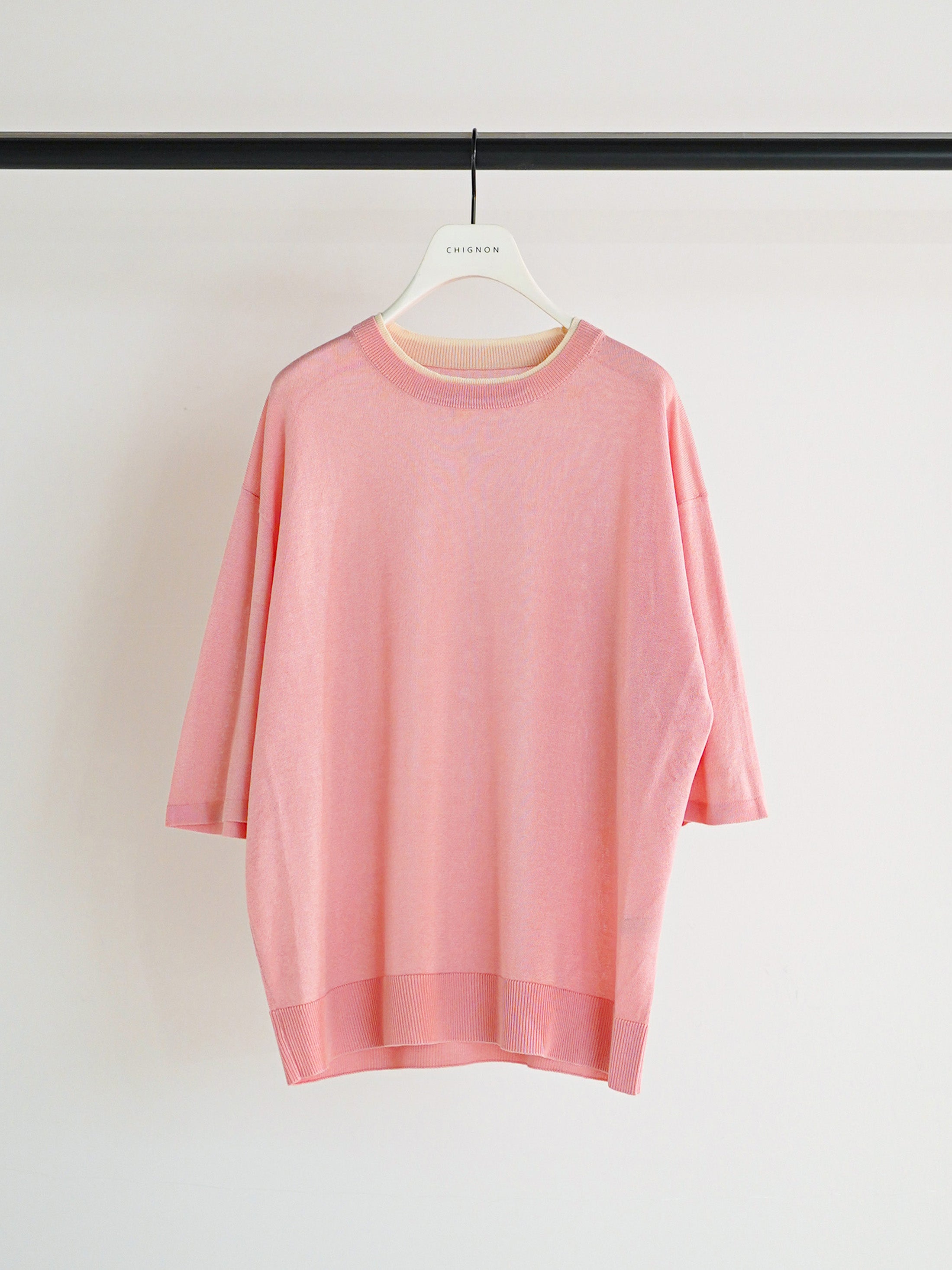 【予約販売】CHIGNON 衿配色ハーフスリーブニット 9261-087GS