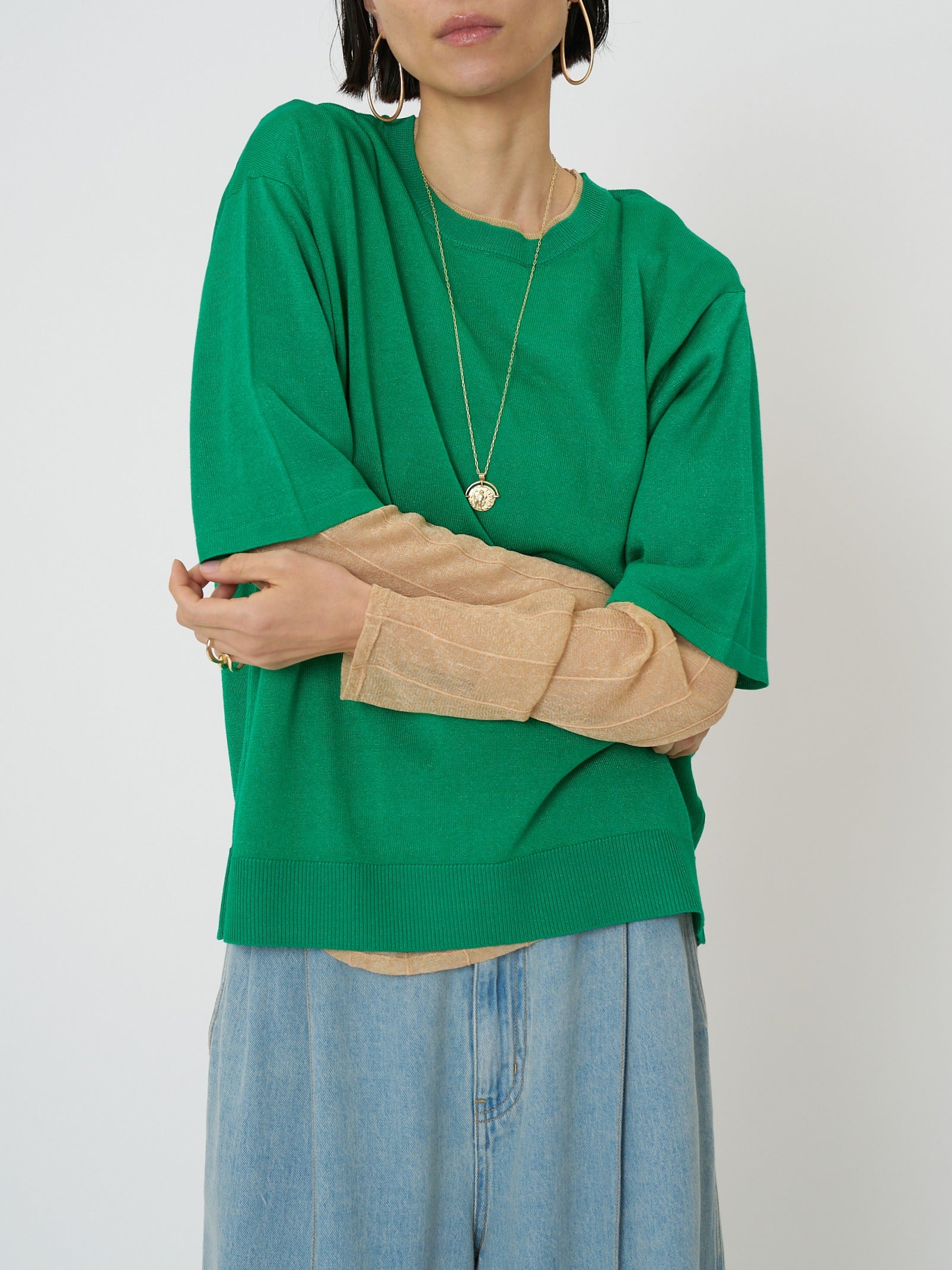 【予約販売】CHIGNON 衿配色ハーフスリーブニット 9261-087GS