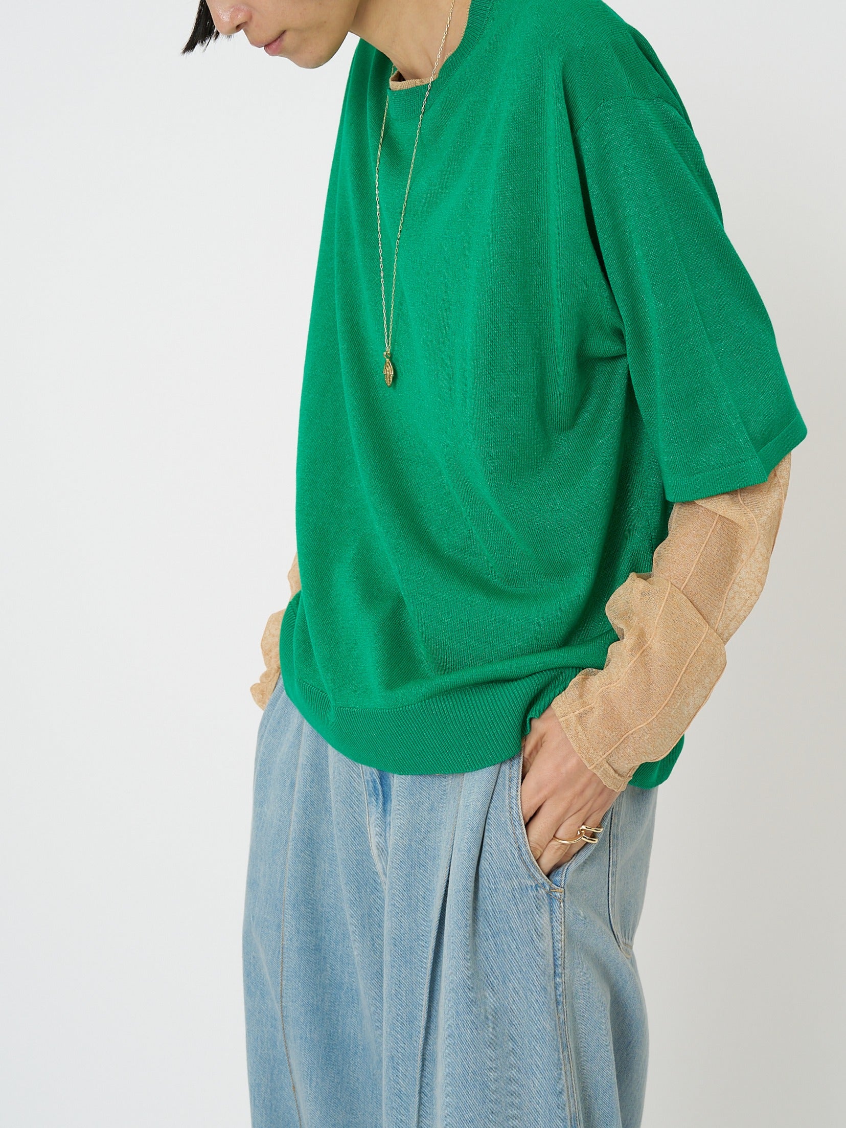 【予約販売】CHIGNON 衿配色ハーフスリーブニット 9261-087GS