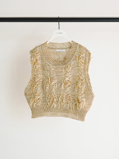 【予約販売】CHIGNON カットJQフリンジニットベスト 9261-091GS