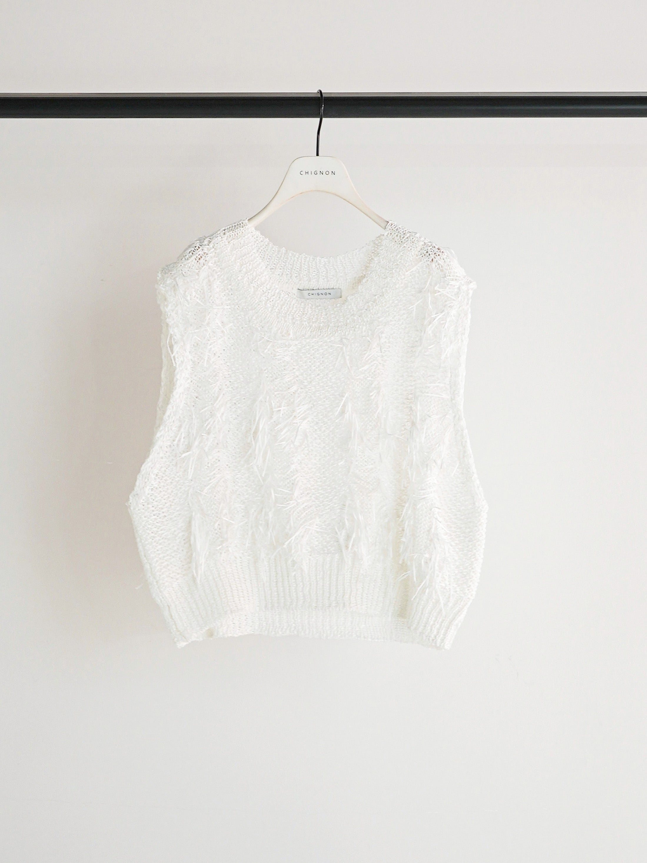 【予約販売】CHIGNON カットJQフリンジニットベスト 9261-091GS