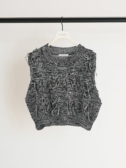 【予約販売】CHIGNON カットJQフリンジニットベスト 9261-091GS