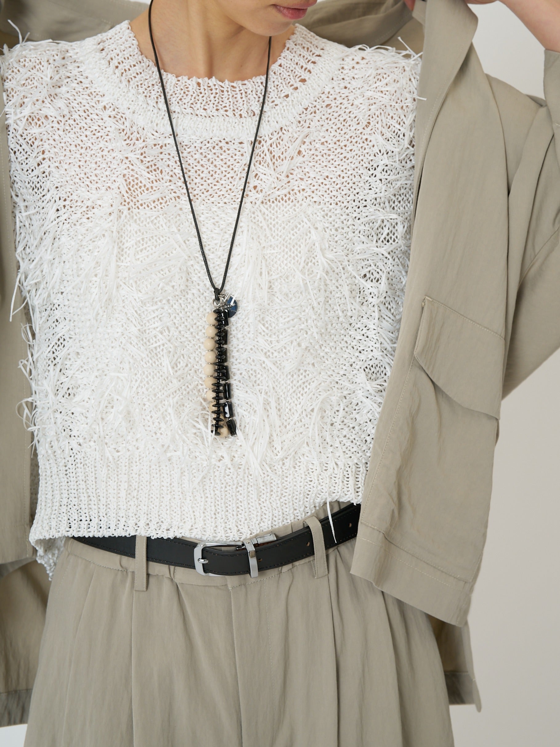 【予約販売】CHIGNON カットJQフリンジニットベスト 9261-091GS