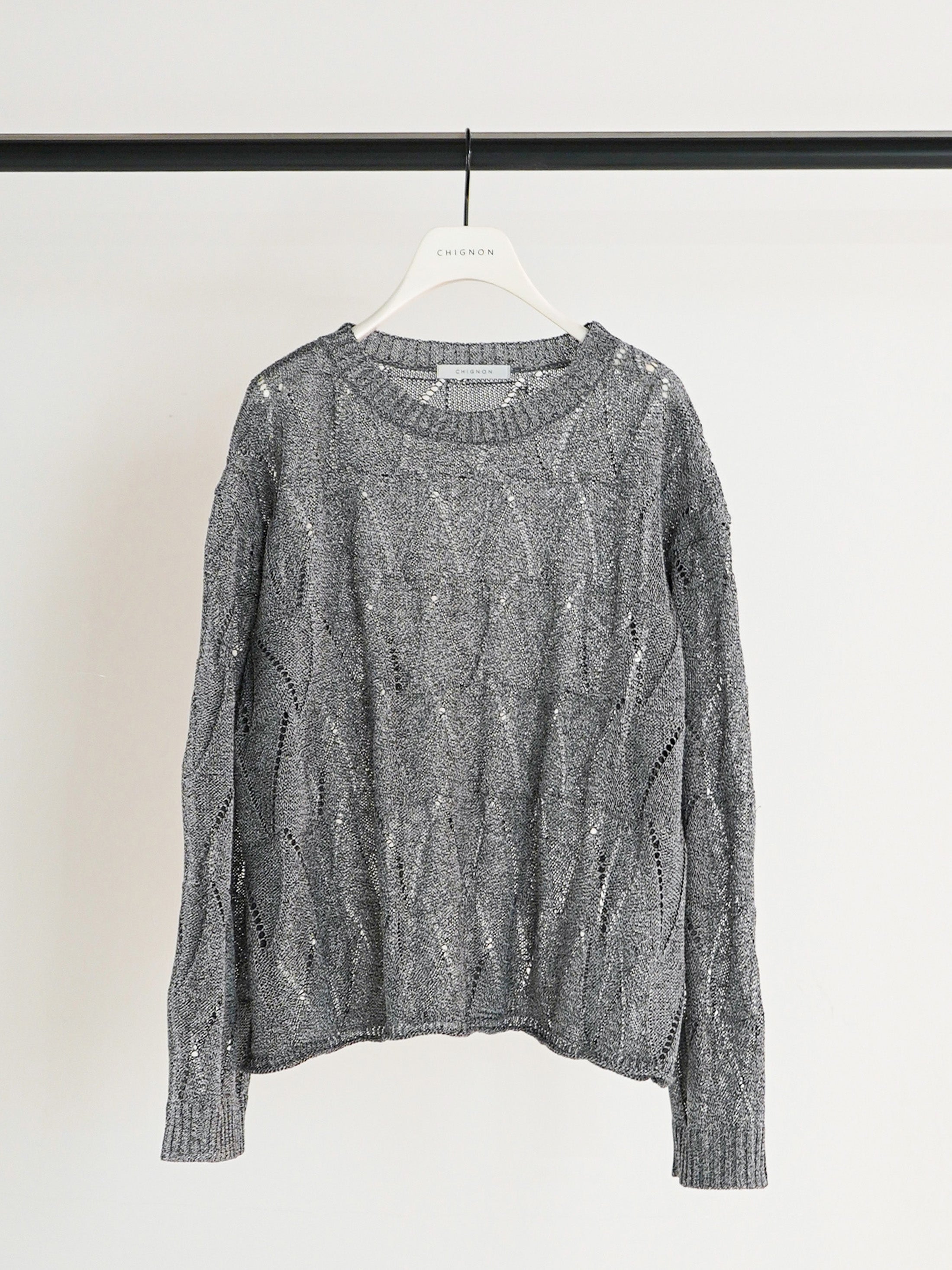 【予約販売】CHIGNON ペーパータッチスカシ柄ニット 9561-092GS