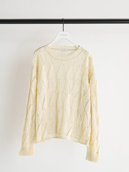 【予約販売】CHIGNON ペーパータッチスカシ柄ニット 9561-092GS