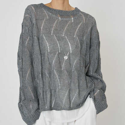 【予約販売】CHIGNON ペーパータッチスカシ柄ニット 9561-092GS