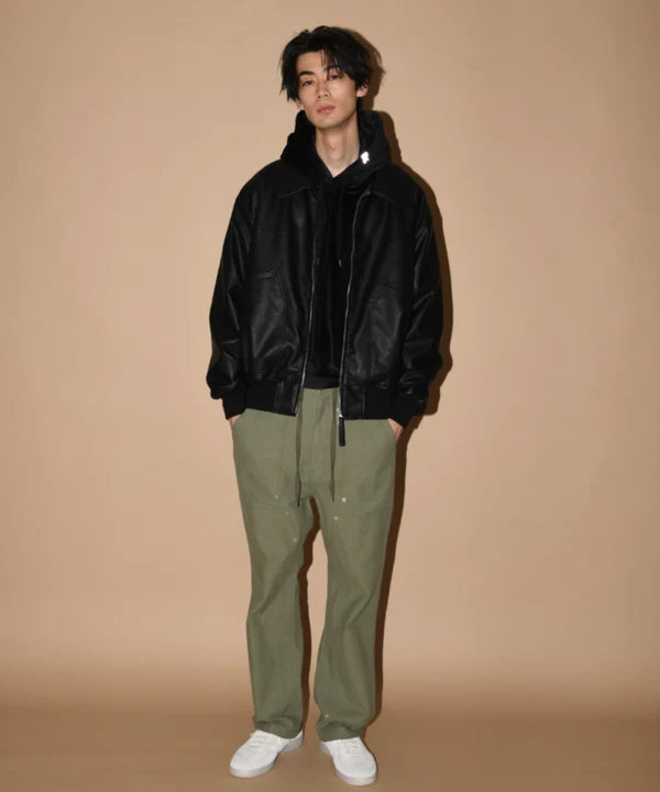 SUPERTHANKS Faux Leather Padded Blouson JK03A