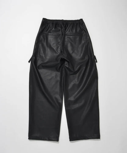 SUPERTHANKS Faux Leather Side-zip Wide Pants PT01A