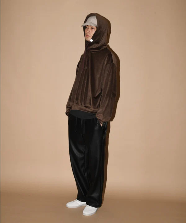 SUPERTHANKS Faux Leather Side-zip Wide Pants PT01A