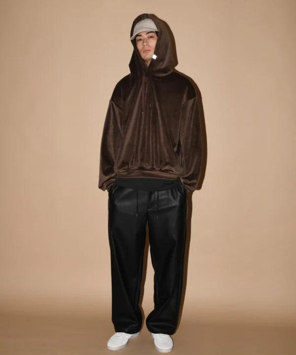 SUPERTHANKS Faux Leather Side-zip Wide Pants PT01A
