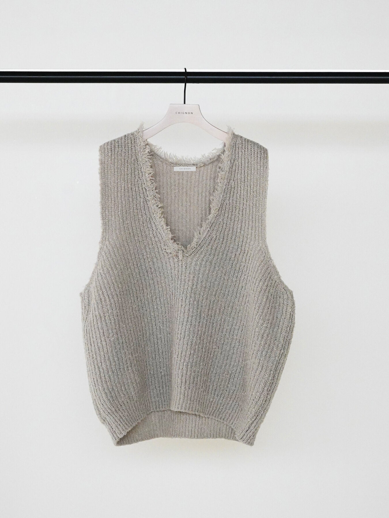 【予約販売】CHIGNON ブークレMIXフリンジベスト 9865-404DP