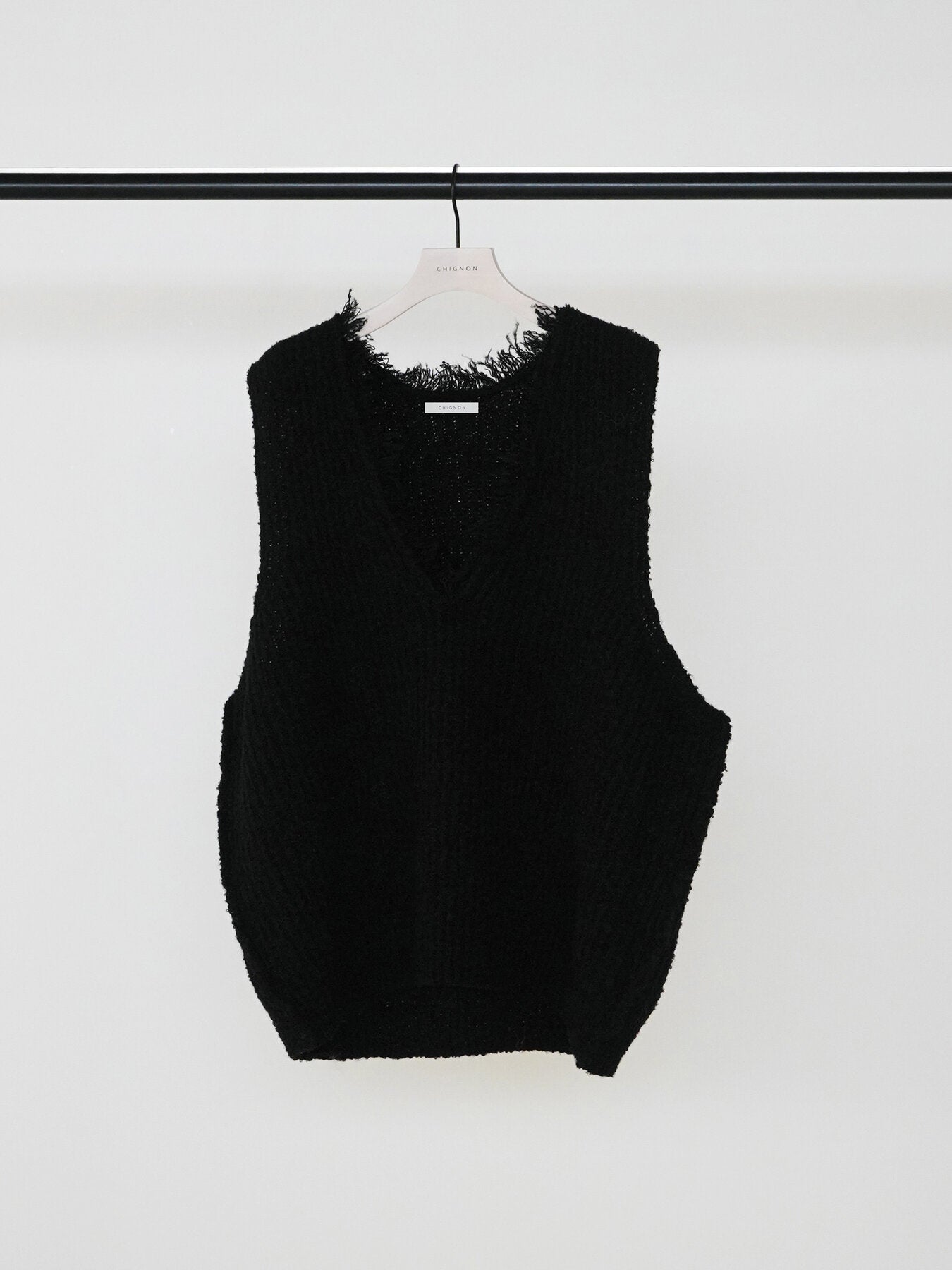 【予約販売】CHIGNON ブークレMIXフリンジベスト 9865-404DP