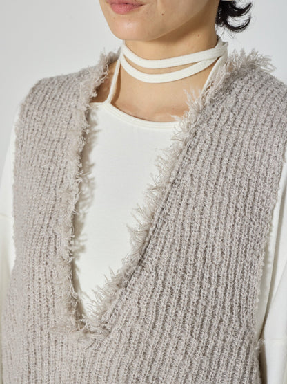 【予約販売】CHIGNON ブークレMIXフリンジベスト 9865-404DP