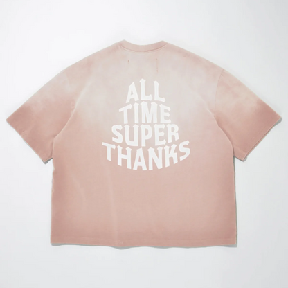 SUPERTHANKS Sun faded Flocky print Sweat S/S T-shirt CS01