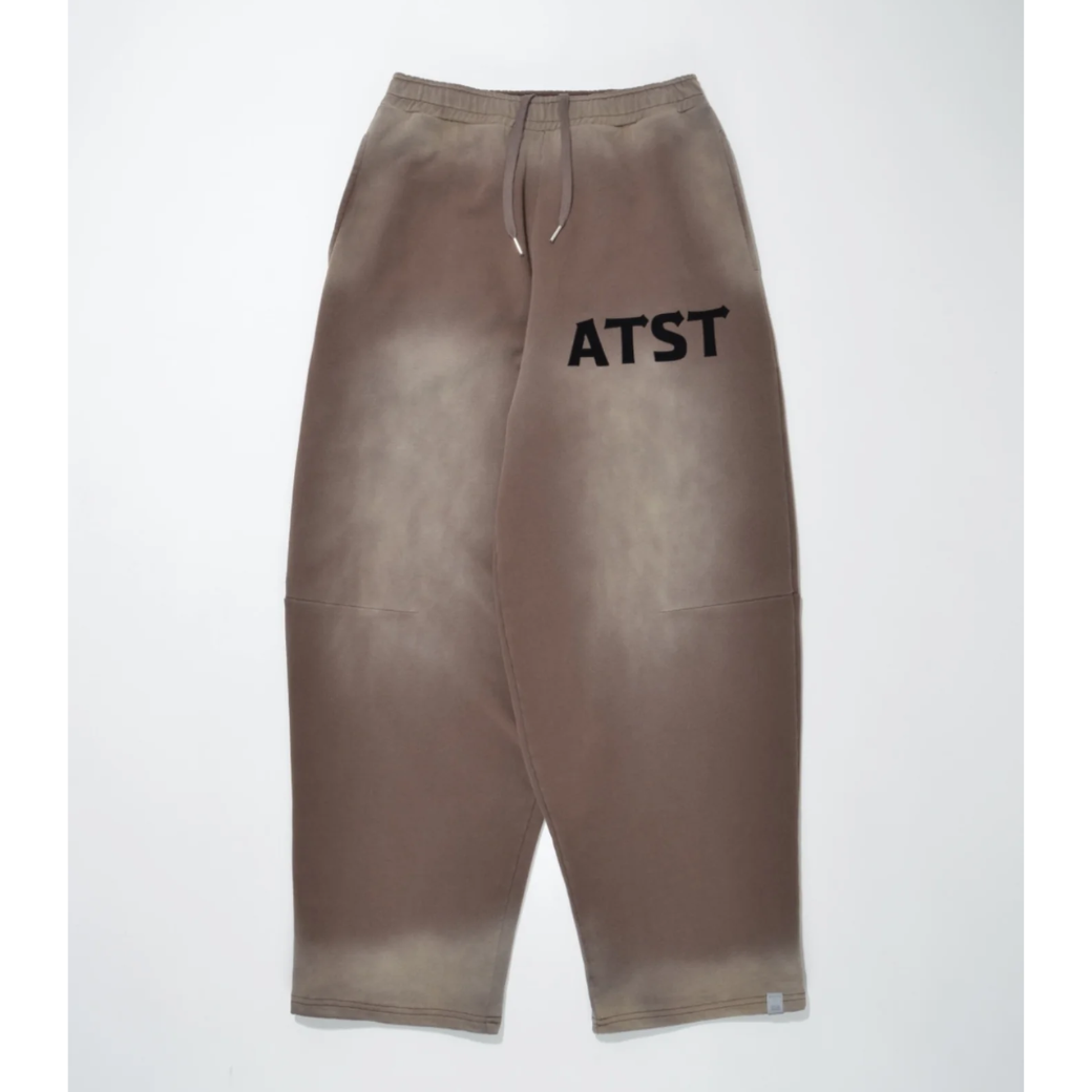 SUPERTHANKS Sun faded Flocky print Sweat Side-tuck Wide Pants CS04