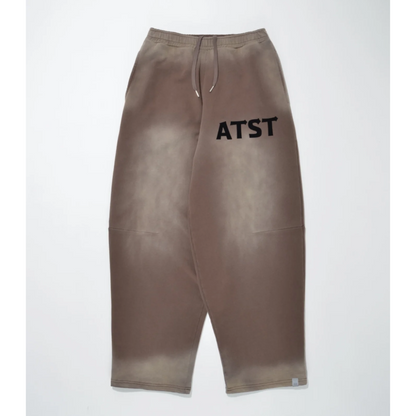SUPERTHANKS Sun faded Flocky print Sweat Side-tuck Wide Pants CS04