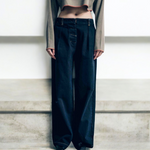 CaRouseLamBRa DAMEGED HIGH RISE BAGGY PANTS