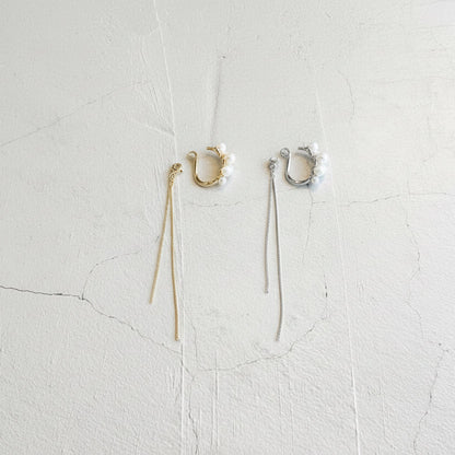 パール×チェーン 2wayイヤーカフ（チェーン取り外し可能）