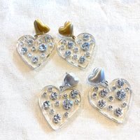 ハートプレートビジューピアス
