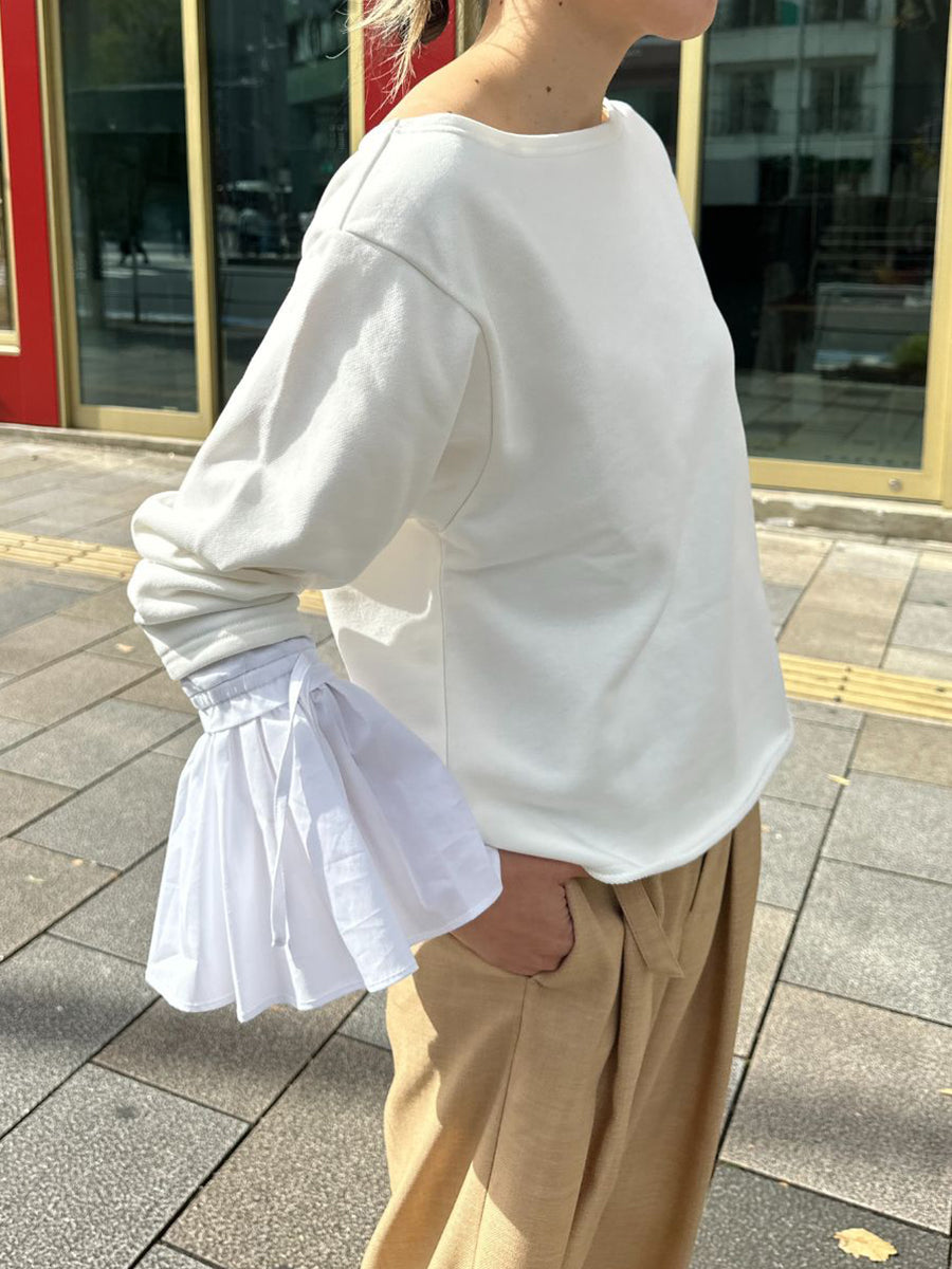 【予約販売】Mewl オフショルシャツスリーブスウェット M261-83011