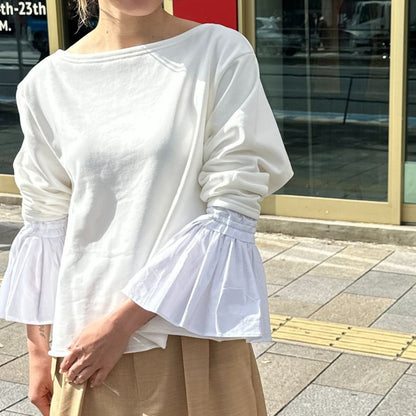 【予約販売】Mewl オフショルシャツスリーブスウェット M261-83011