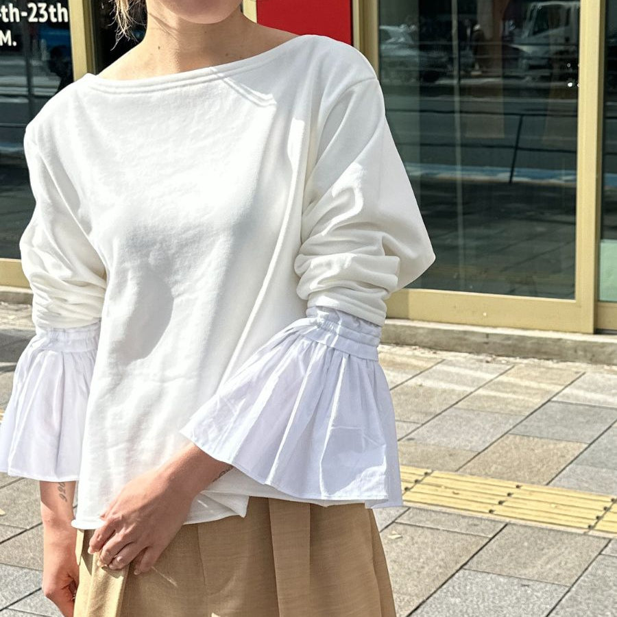 【予約販売】Mewl オフショルシャツスリーブスウェット M261-83011