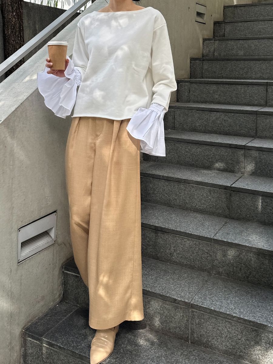 【予約販売】Mewl オフショルシャツスリーブスウェット M261-83011