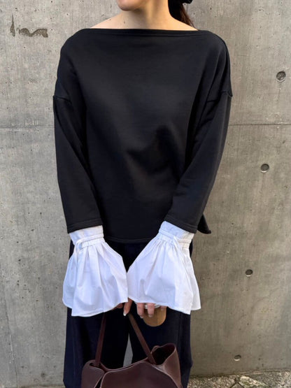 【予約販売】Mewl オフショルシャツスリーブスウェット M261-83011