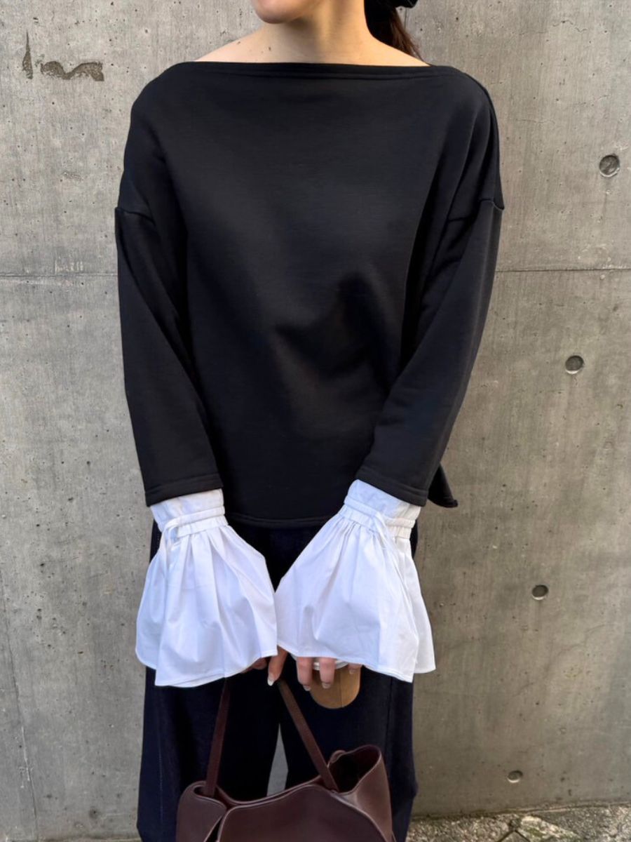 【予約販売】Mewl オフショルシャツスリーブスウェット M261-83011