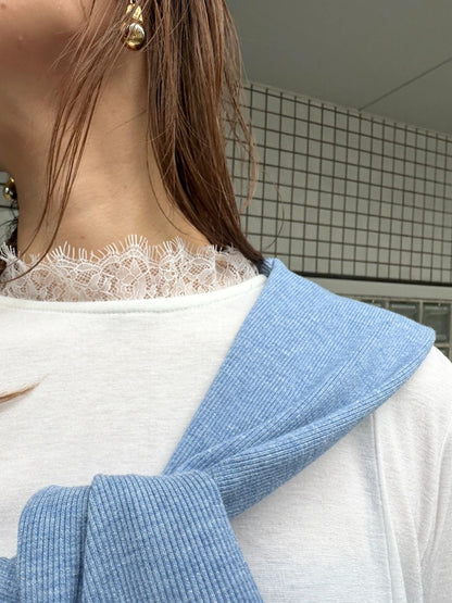 【予約販売】Mewl レースカラーフレアＴＯＰＳ M261-83030