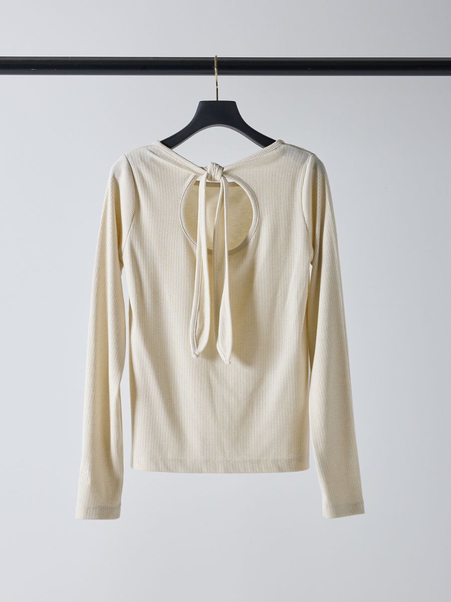 【予約販売】Mewl ラメリブバックリボンTOPS  M261-87023