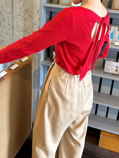 【予約販売】Mewl ラメリブバックリボンTOPS  M261-87023