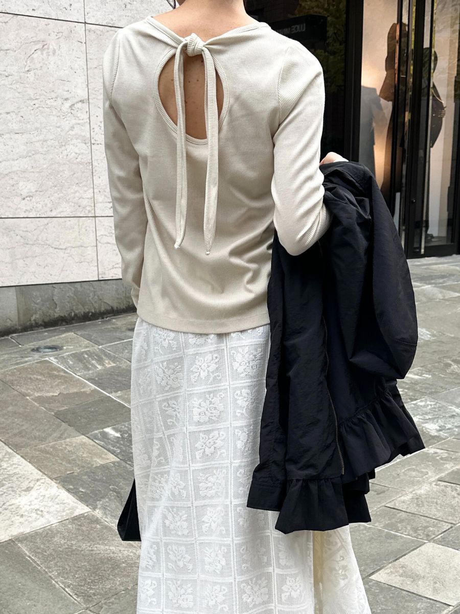 【予約販売】Mewl ラメリブバックリボンTOPS  M261-87023