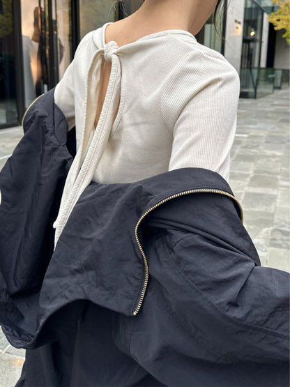 【予約販売】Mewl ラメリブバックリボンTOPS  M261-87023