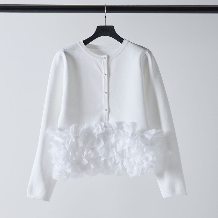 新品タグ付き　Mewl リボンフリンジカーデ　ブルー 羽織りアイテム – RUKA