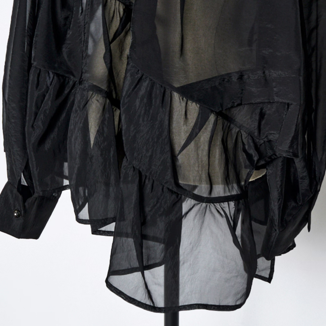 RUMCHE Sheer Gathered Blouse R25A10604