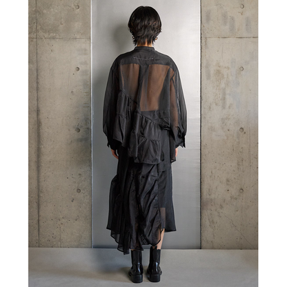 RUMCHE Sheer Gathered Blouse R25A10604