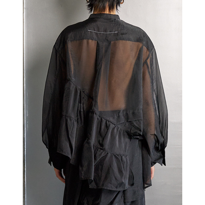 RUMCHE Sheer Gathered Blouse R25A10604