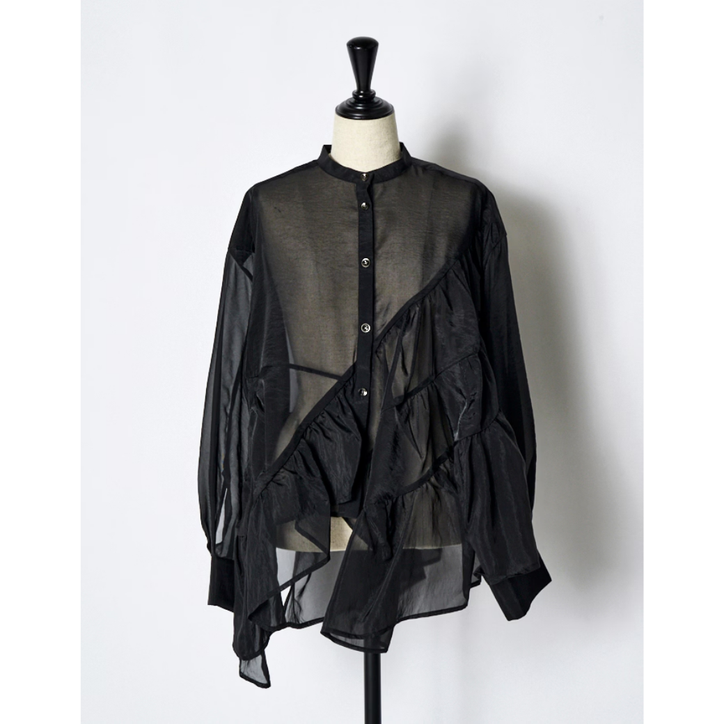 RUMCHE Sheer Gathered Blouse R25A10604