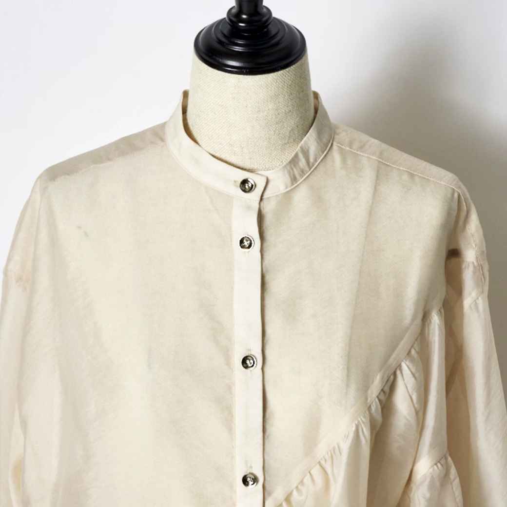 RUMCHE Sheer Gathered Blouse R25A10604