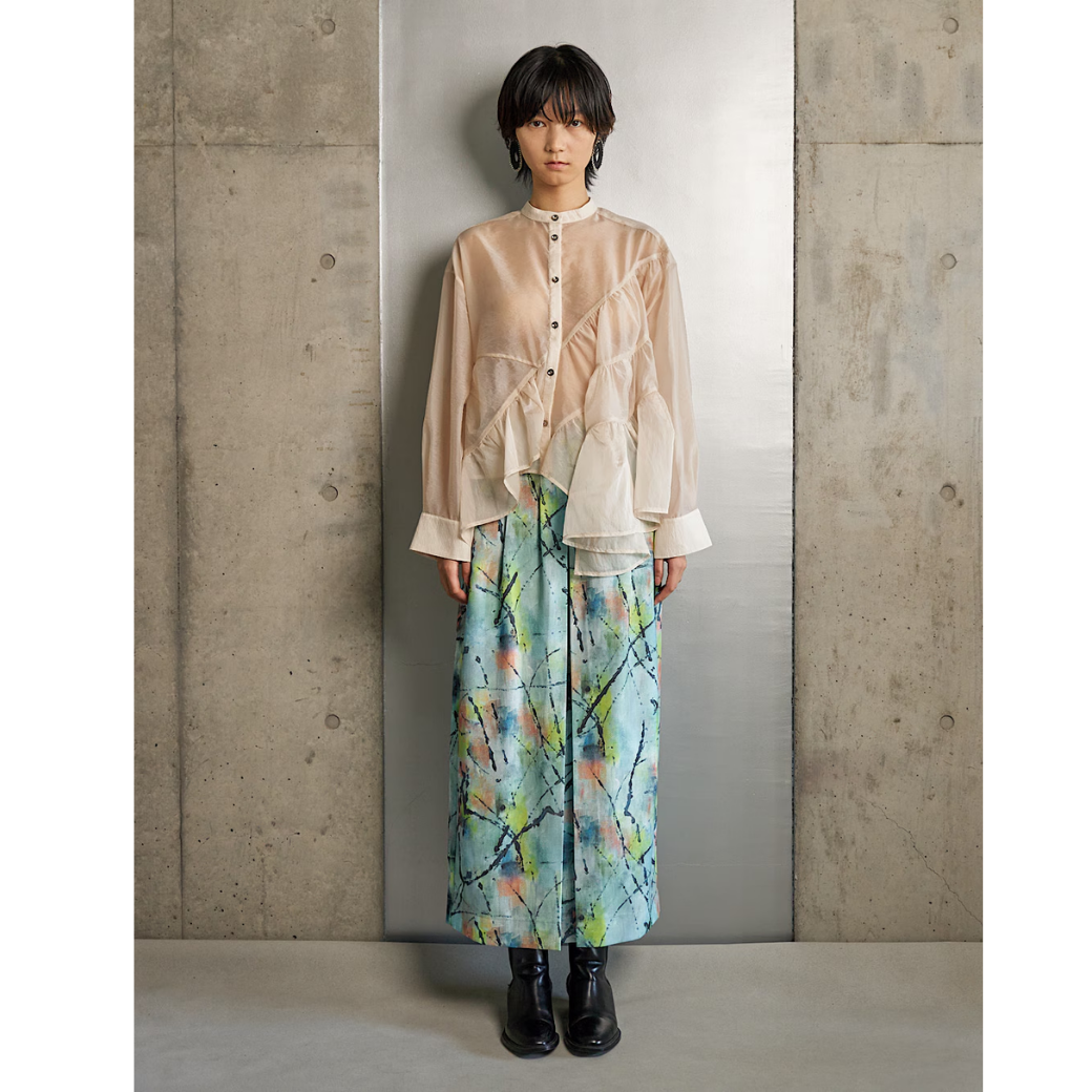 RUMCHE Sheer Gathered Blouse R25A10604